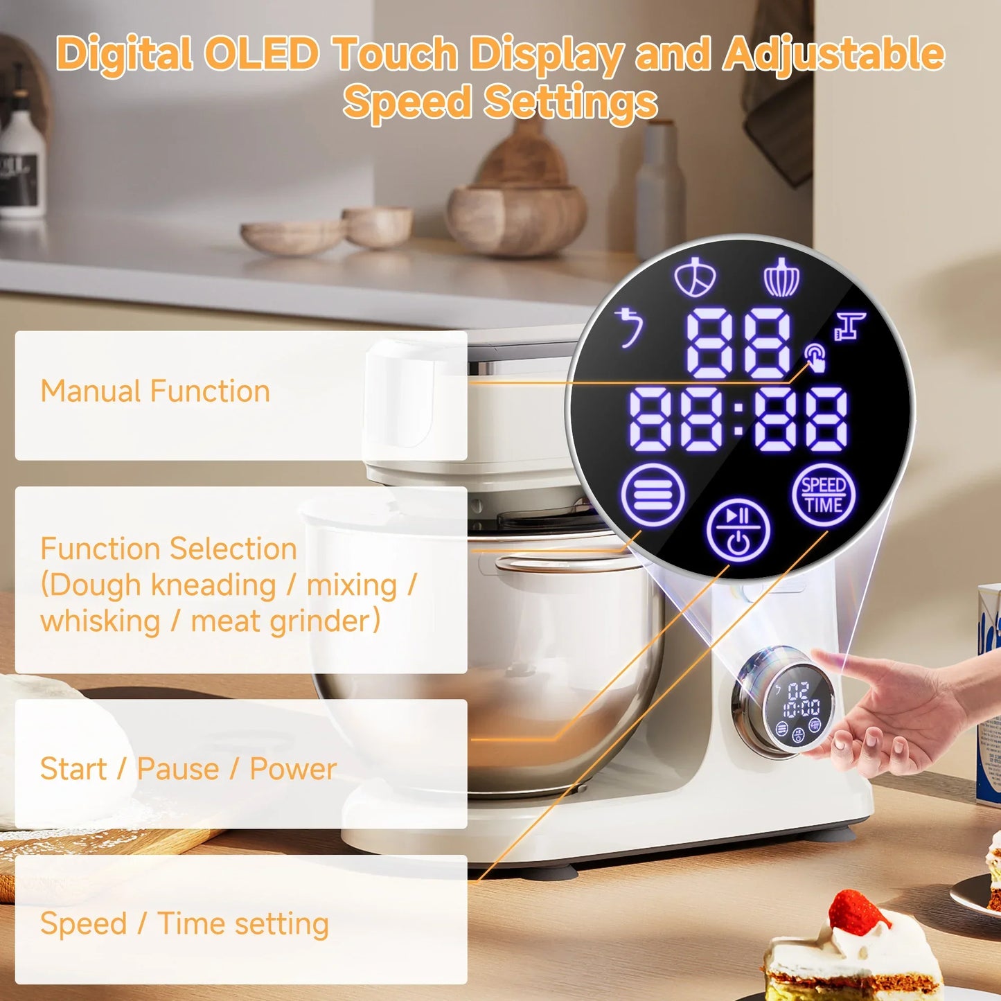 BioloMix 7L Stand Mixer – 1200W DC Motor, 11 Speeds, Dough Hook & Meat Grinder Kitchen Appliance Peaceful Pleasures Health and Wellness