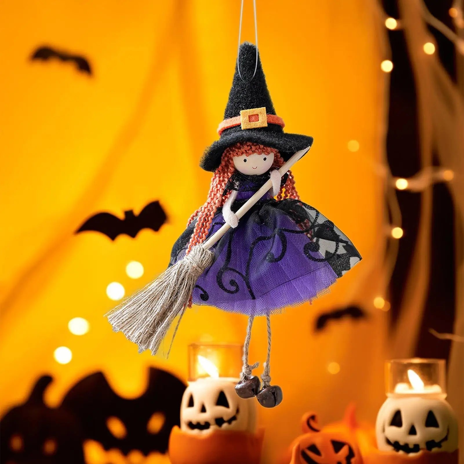 Witch Doll Hangable Witch Doll Ornament Scary Collectible Figurine Decoration for Holiday Party Window Garden Patio Outdoor Peaceful Pleasures Health and Wellness