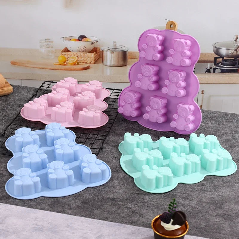3D Lovely Bear Cake Mold Animal Cookie Silicone Mould For Chocolate Candy Kitchen Fondant Supplies Cupcake Topper Decorating Peaceful Pleasures Health and Wellness