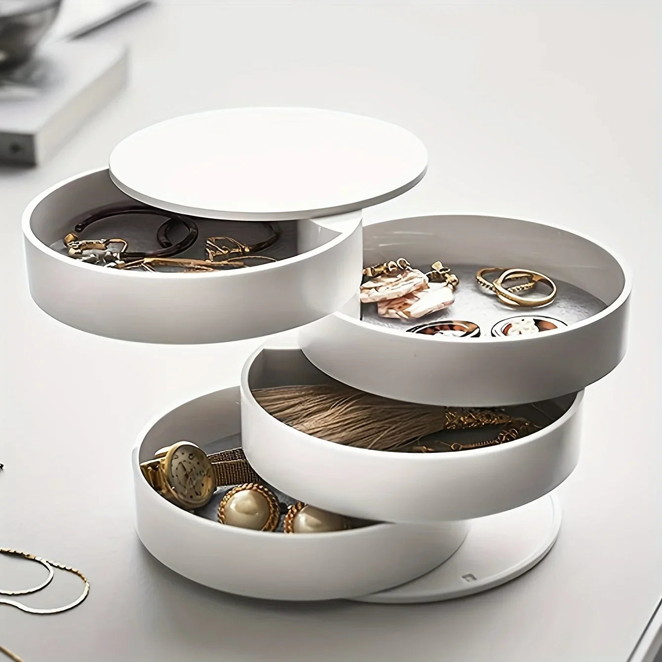 Multi-Layer Desktop Organizer with Lid | Jewelry & Makeup Storage