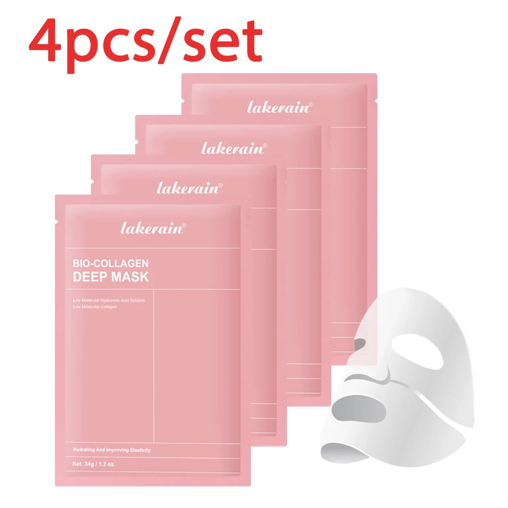 Bio-Collagen Deep Face Mask Shrink Pores Deep Hydrating Overnight Mask Moisturizing Refreshing Brightening Face Skin Care Peaceful Pleasures Health and Wellness 4pcs
