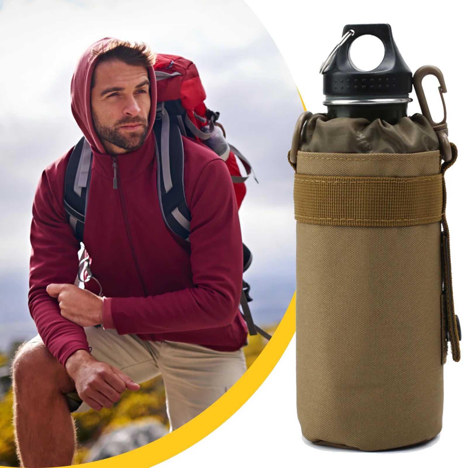 Sports Water Bottles Pouch Bag Comfortable Carrying Water Mug Holder Suitable for Cycling Climbing Peaceful Pleasures Health and Wellness