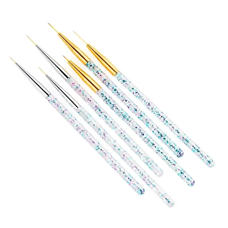 3D Tips Ultra-thin Line Drawing Manicure 3Pcs Acrylic French Stripe Nail Art Liner Brush Set UV Gel Painting Tools Peaceful Pleasures Health and Wellness