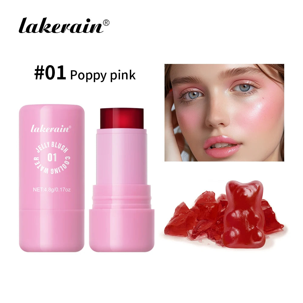 Original Cooling Water Jelly Blush Stick Blush Tinted Cosmetics Tint Stick Watercolor Multi-Use Matte Blush Makeup For Women Peaceful Pleasures Health and Wellness 01 Poppy pink