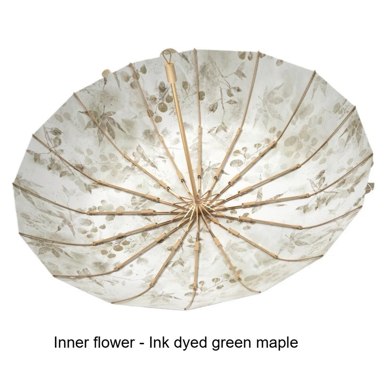 1pc Fresh Style Dual-use Sun Umbrella Anti-UV Sunscreen Rainproof Portable Sunshade Parasol Peaceful Pleasures Health and Wellness green maple 16K metal-fiber composite