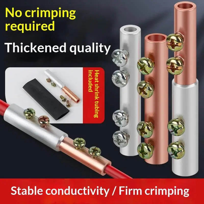 1/3Pcs Copper AL Cable Wire Tubular Screw Bolt Connection Sleeve Join GTL Quick Cable Connector Copper Wire Butt Terminal Splice Peaceful Pleasures Health and Wellness