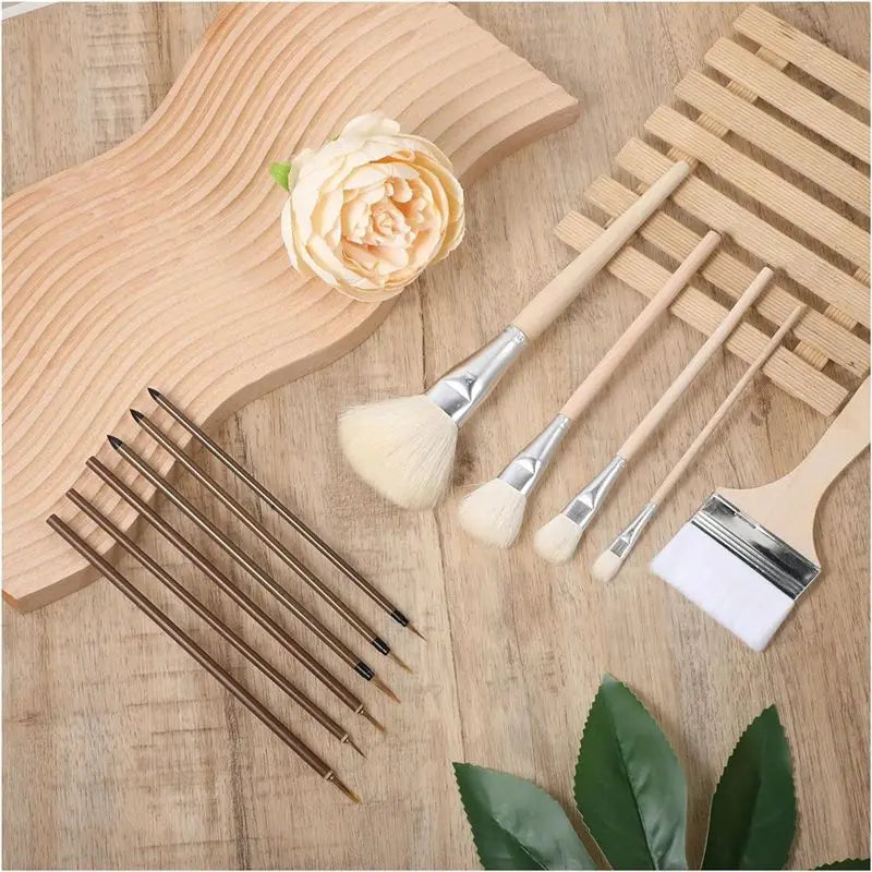 A36T-11Pcs Brushes For Glazing,Wooden Pottery Glaze Brushes For Pottery Acrylic, Art Brushes Set For Painting Artists Peaceful Pleasures Health and Wellness