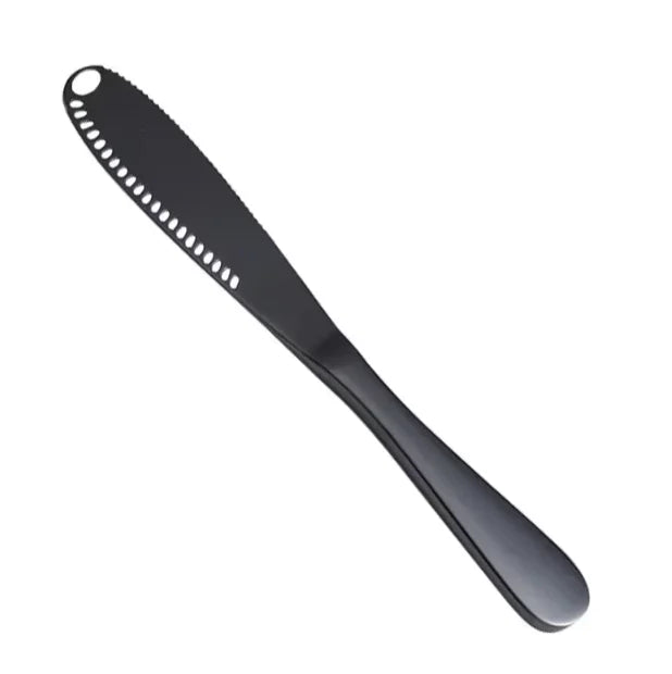 1pc Stainless Steel Butter Knife Tableware Cheese with Holes Spread Cream Knife Bread Jam Knife Cheese Butter Knife Peaceful Pleasures Health and Wellness Black