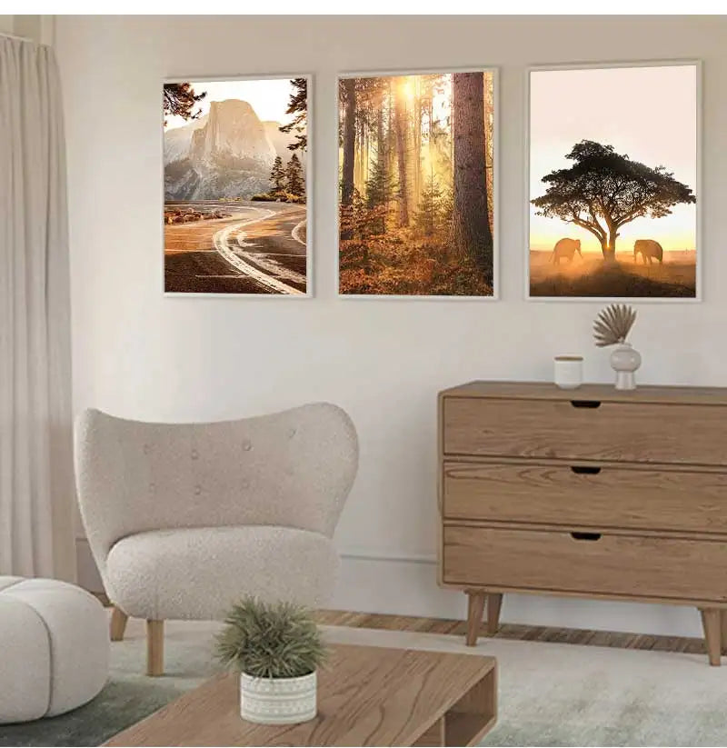 Autumn Landscape Canvas Wall Art | Nature Scenery Animal Print Canvas Wall Art Peaceful Pleasures Health and Wellness
