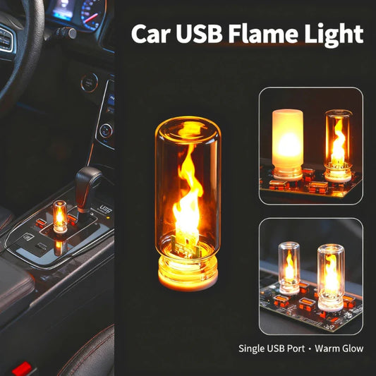 USB LED Flickering Flame Night Light | Glass Mood Lamp Flame Mood Light Oasis Select