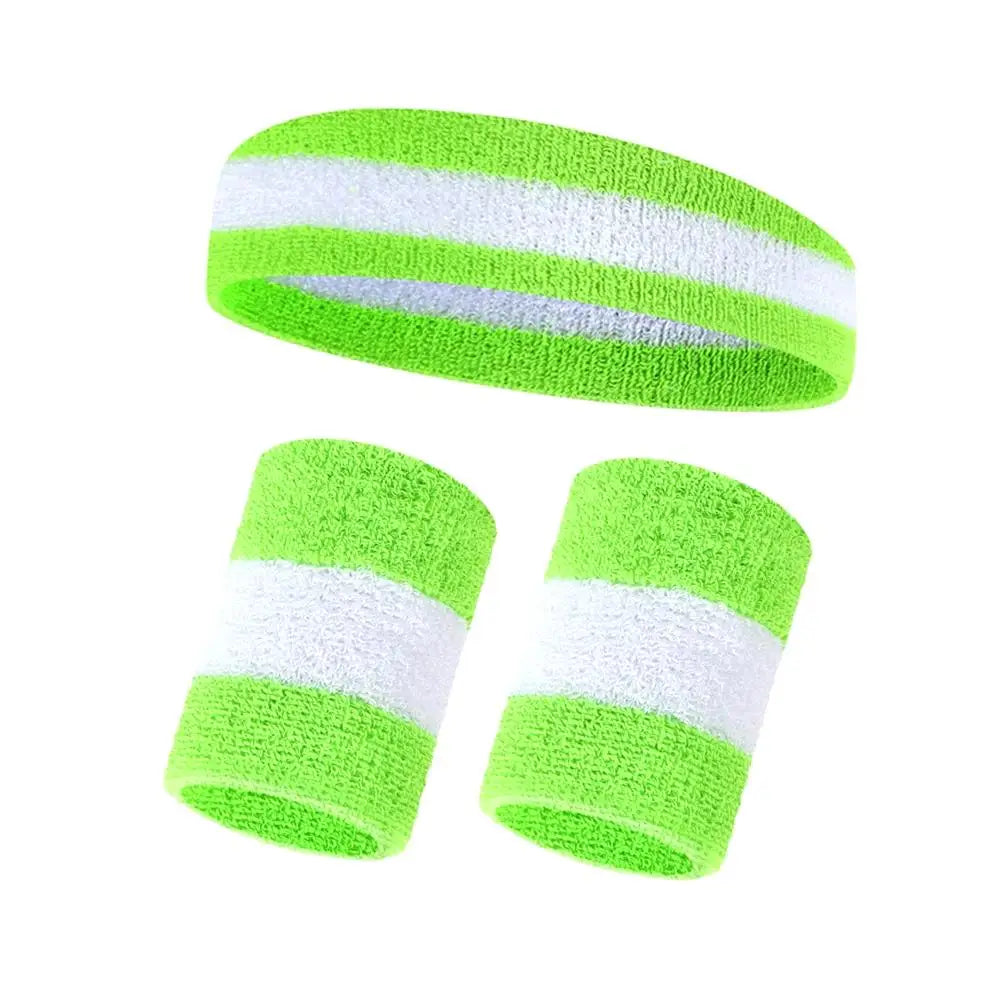 Cotton Sports Headband & Wristband Set | Moisture Wicking