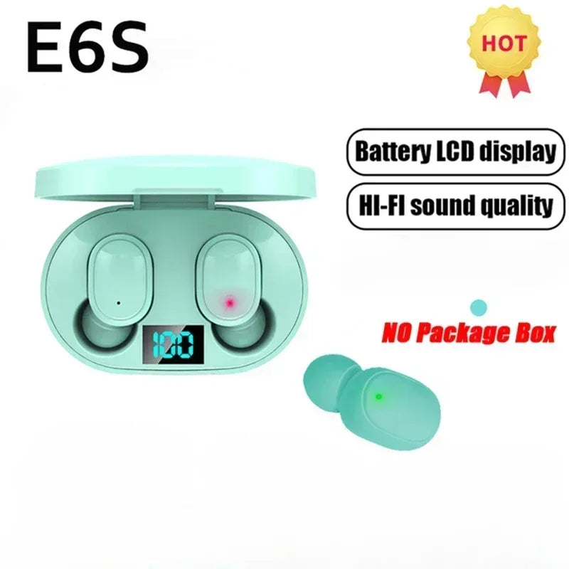 E6S Wireless Bluetooth Headset TWS Bluetooth Headset Wireless Headset Noise-Canceling Headset with Microphone Peaceful Pleasures Health and Wellness green Other