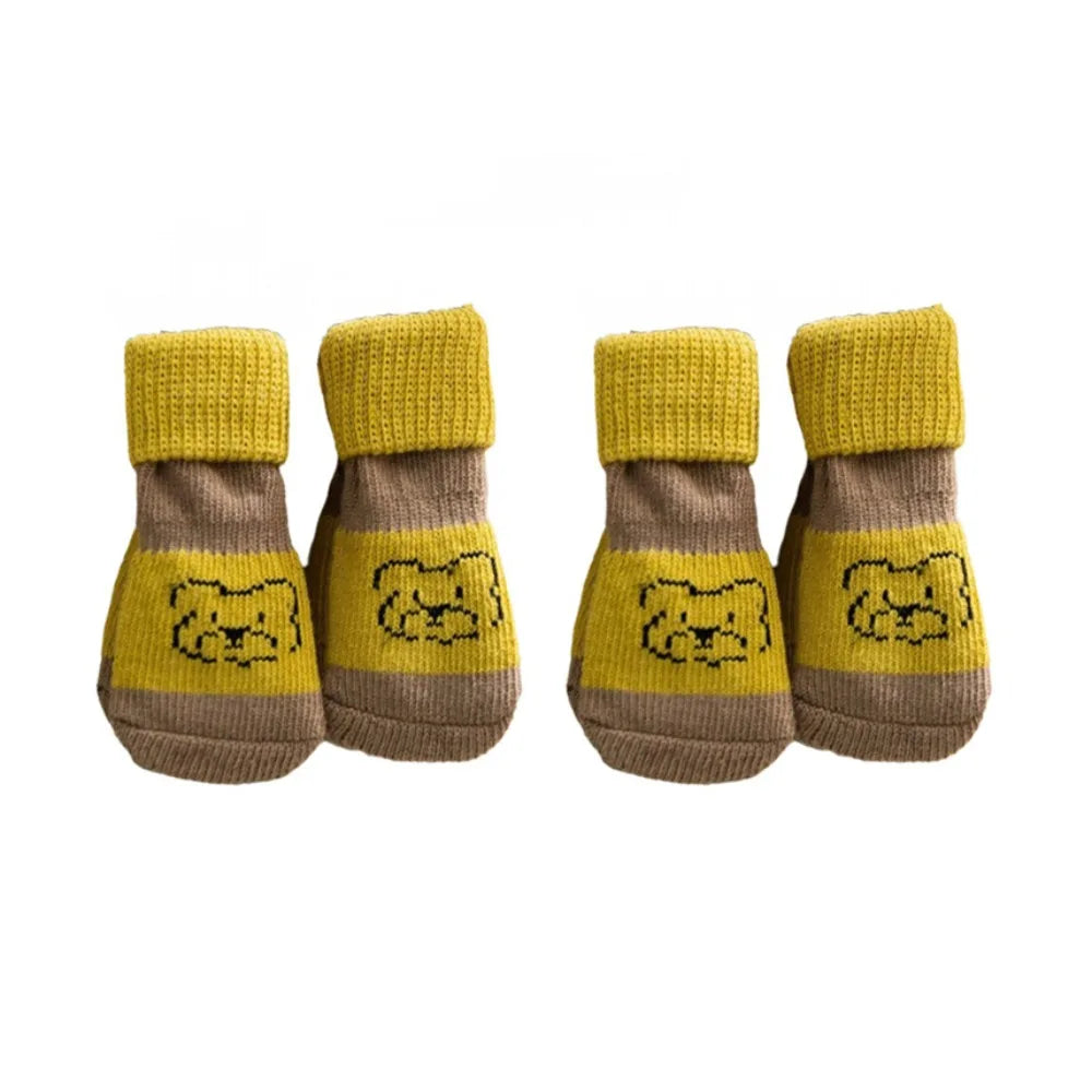 4-Pack Cartoon Anti-Slip Pet Socks for Dogs & Cats | S/M/L