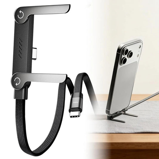240W 2-in-1 USB-C Fast Charging Cable with Phone Stand USB-C Charging Cable Peaceful Pleasures Health and Wellness