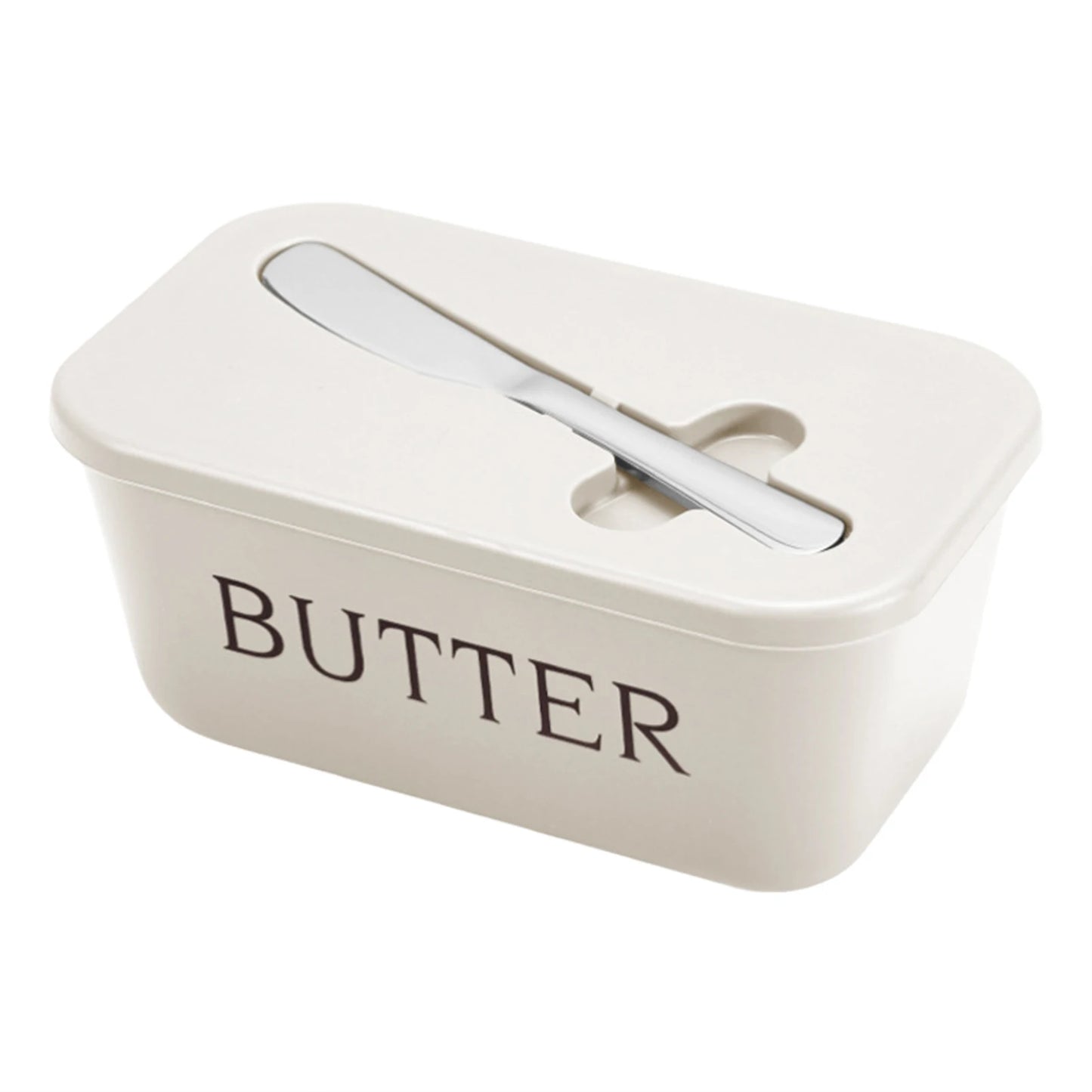 Butter Dish with Lid & Cutter | Airtight Fridge Storage Box Butter & Cheese Storage Peaceful Pleasures Health and Wellness White
