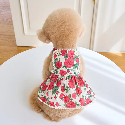 Cute Rose Flower Dog Dress – Breathable Summer Pet Vest Pet Dog Dress Oasis Select Red M