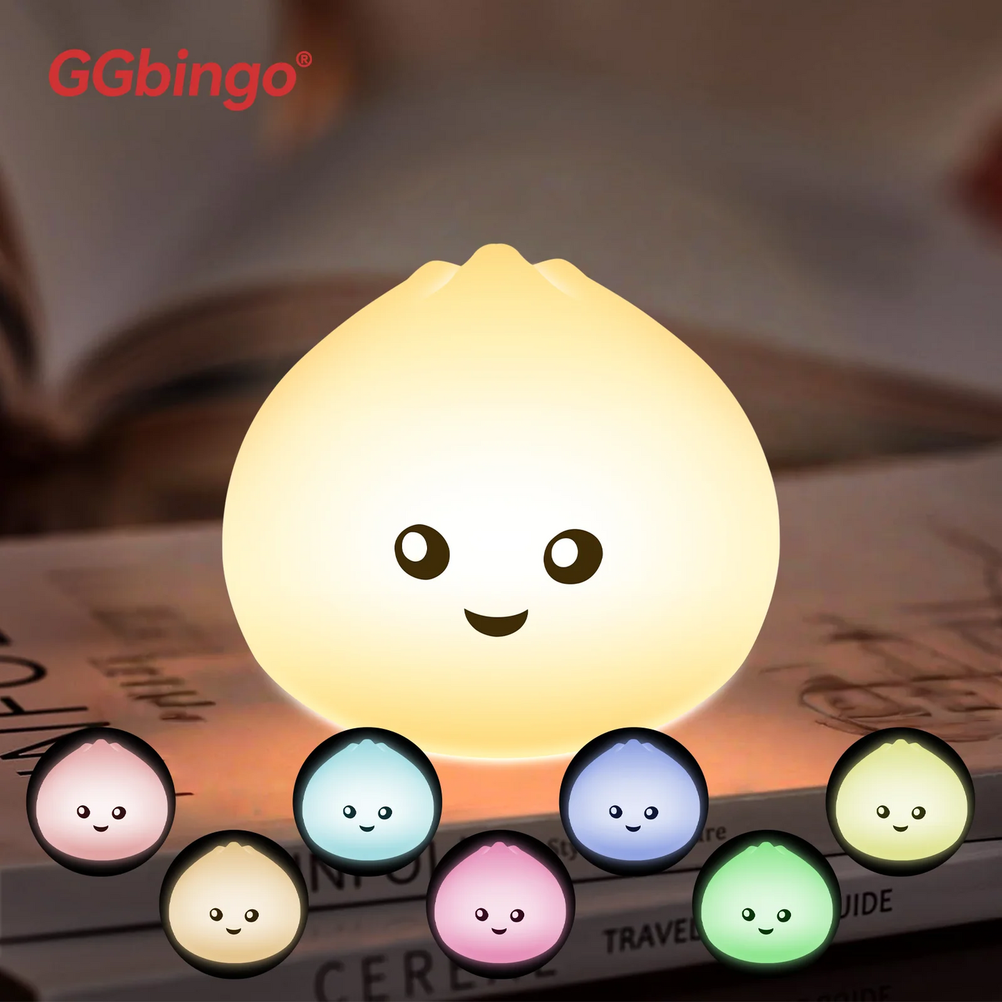 New Arrival Rechargeable Steamed Bun Night Light - Silicone Cute Eye-Protective Lamp for Children's Bedroom Ambient Lighting Peaceful Pleasures Health and Wellness RGB RGB