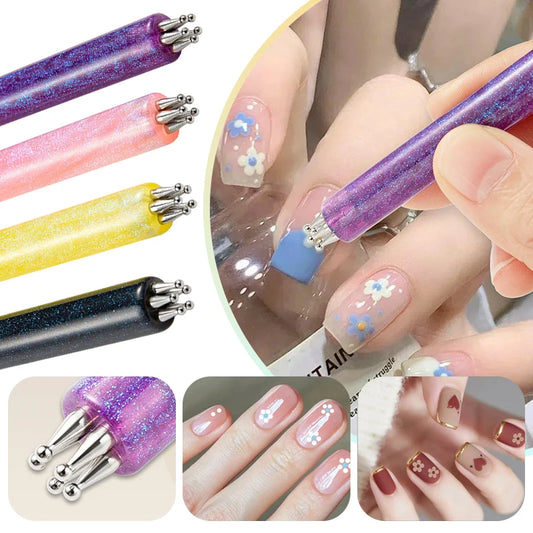 One-Stroke Flower Nail Dotting Pen | 5-Petal Tip, 4 Colors Nail Art Dotting Tool Peaceful Pleasures Health and Wellness