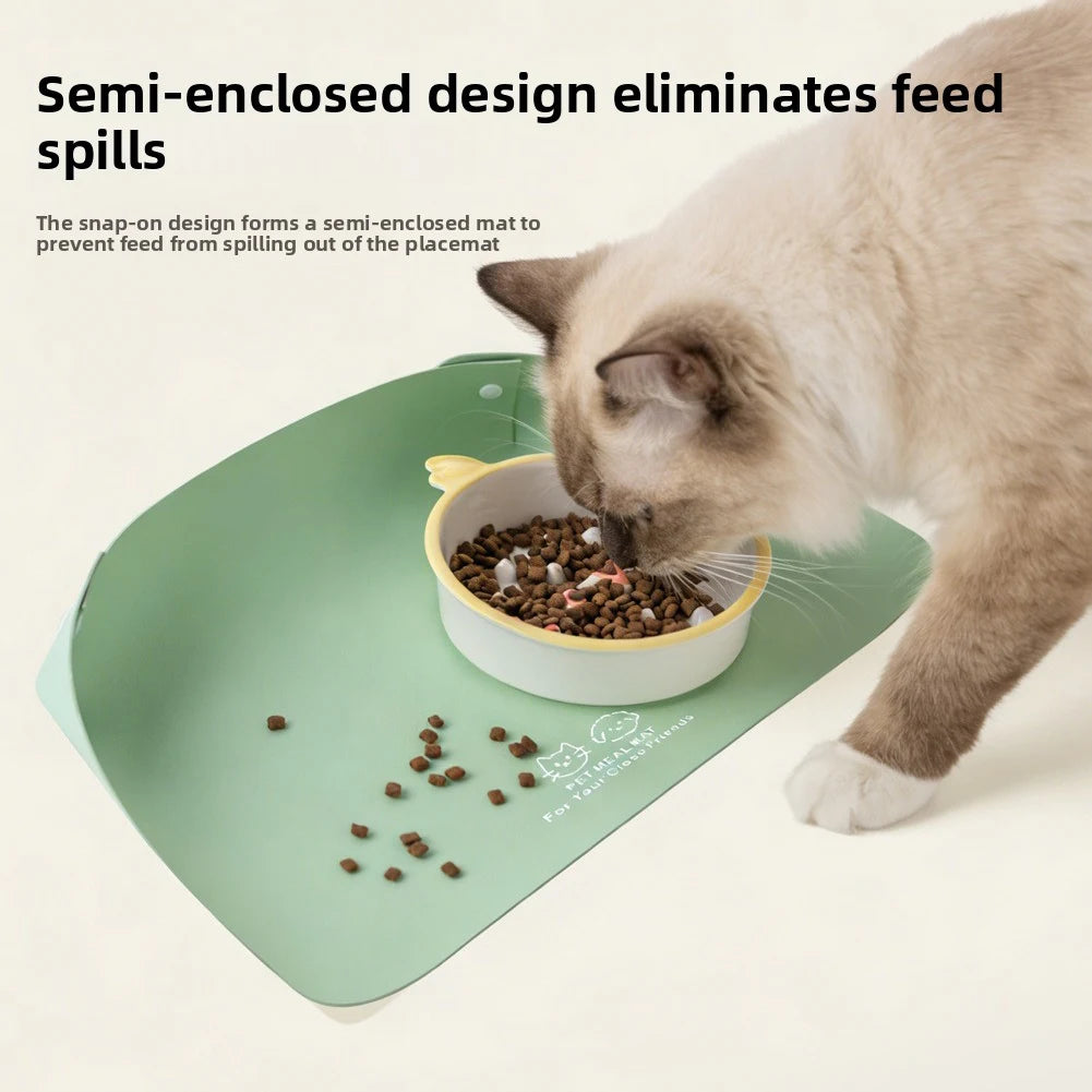Leather Pet Meal Mat,Semi Enclosed Thickened Pu Leather Anti Slip,Waterproof,Oil Proof Pet Meal Mat,Effortless To Cleaning Peaceful Pleasures Health and Wellness