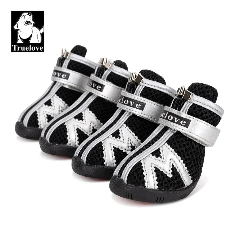 Truelove Mesh Fabric Dog Shoes Pet Dog Boots Waterproof Reflective Rugged Anti-Slip Sole Skid-Proof Outdoor for Small Dog S5911 Peaceful Pleasures Health and Wellness Black 2 China Mainland