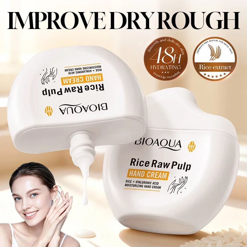 Travel Size Rice Raw Serum Hand Cream 60g - Deep Moisturizing, Skin Texture Improving, Daily Hydrating Care for Dry Rough Hands Peaceful Pleasures Health and Wellness