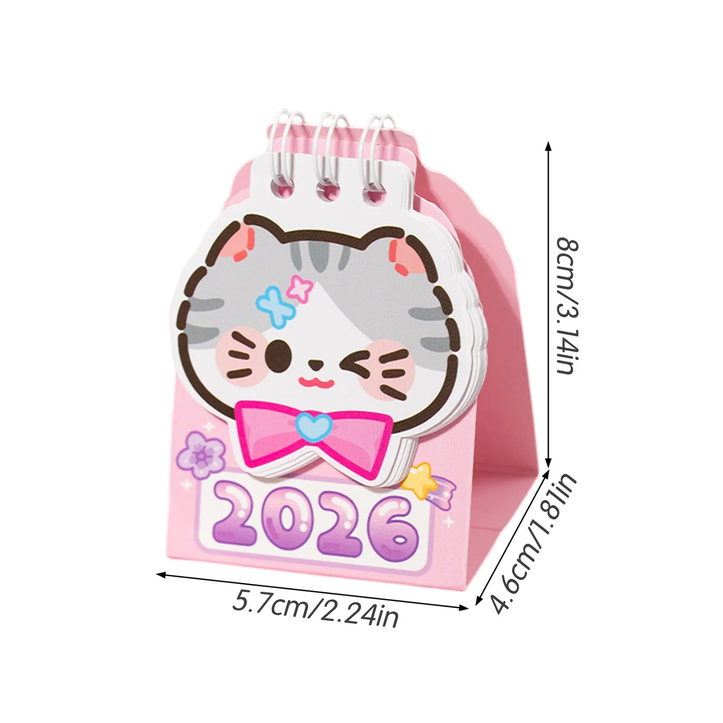 Year 2026 Small Kitty Calendar Desktop Memo Organizer Clear Printing Compact Kitty Planner Daily Planner Desktop Calendar Peaceful Pleasures Health and Wellness