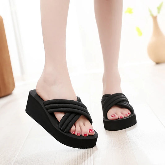 Women's Platform Wedge Flip Flops – Lightweight Non-Slip Sandals