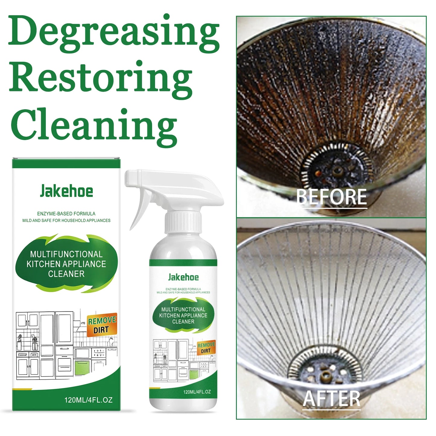 JAKEHOE 120ml Heavy Duty Kitchen Degreaser Multipurpose Cleaner