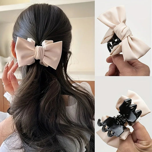 3-Pack Satin Bow Hair Clips | Large Firm Disc Grip for Women Bow Hair Clips Peaceful Pleasures Health and Wellness White 1pc
