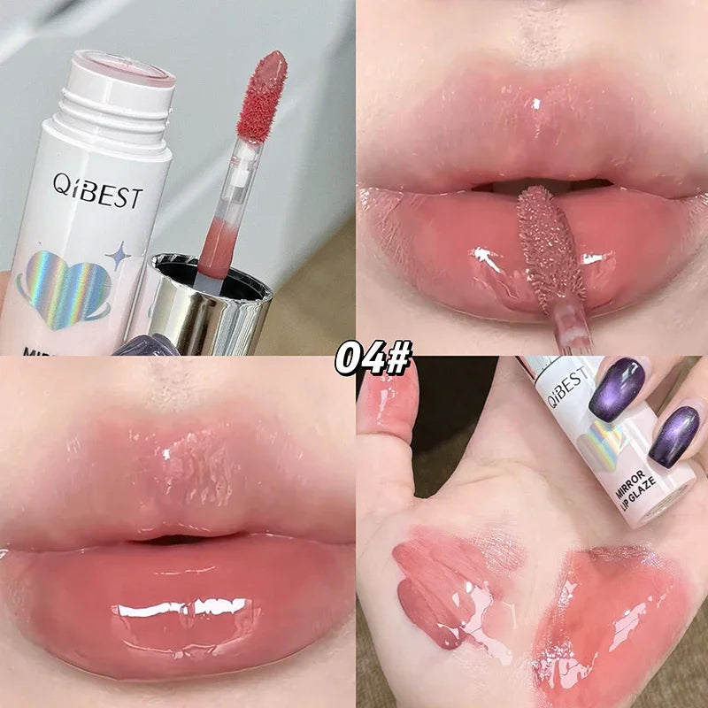QIBEST Moisturizing Plump Lips Mirror Effect Lip Color Non Greasy Texture Lipgloss Pigment Not Easy To Stick Lightly Lip Glaze Peaceful Pleasures Health and Wellness 04