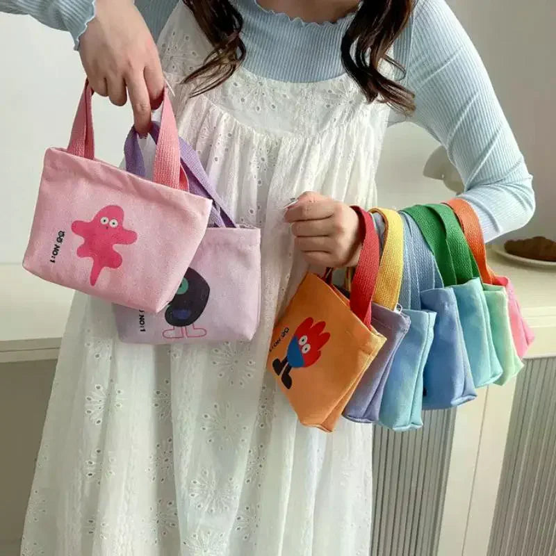 Korean Style Mini Canvas Handbag – Cute Cartoon Tote Bag
