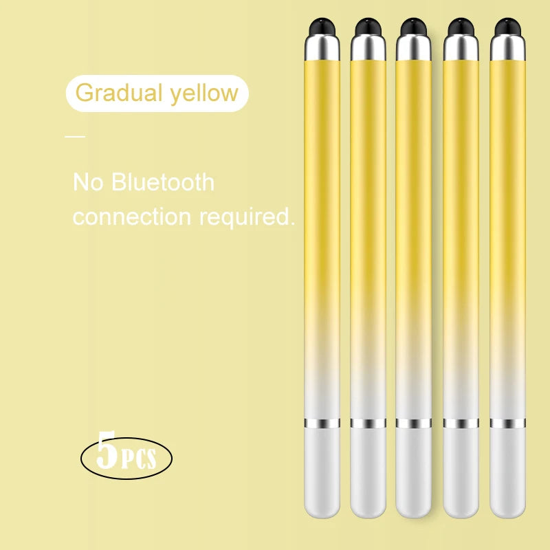 2-in-1 Capacitive Stylus For Touch Screen Stylus Pen For ipad Touch Pencil For Cell Phone Universal stylus pen For Phone Peaceful Pleasures Health and Wellness Gradual yellow(5pcs)