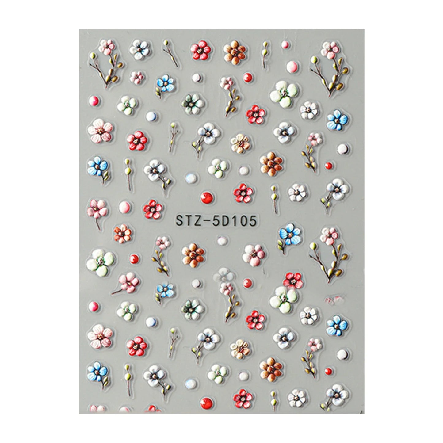 5D Embossed Flower Nail Art Stickers | Laser Glitter Decals