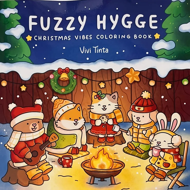 Fun Christmas Coloring Book Adults Teens Winter Festivel Scenes Cute