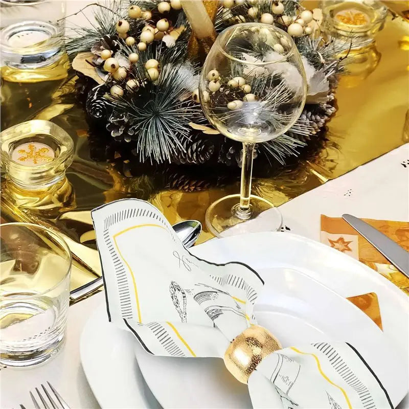 A36T-48 Pcs Day Gold Napkin Rings Napkin Holders For Cloth Napkins Wedding Napkin Holder Rings For Fabric Table Napkins Peaceful Pleasures Health and Wellness