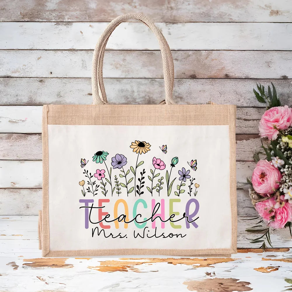 Personalized Name Tote Bag Teacher Appreciation Gift Custom Teacher Name Tote Bags Teacher Birthday Back To School Teachers' Day Peaceful Pleasures Health and Wellness