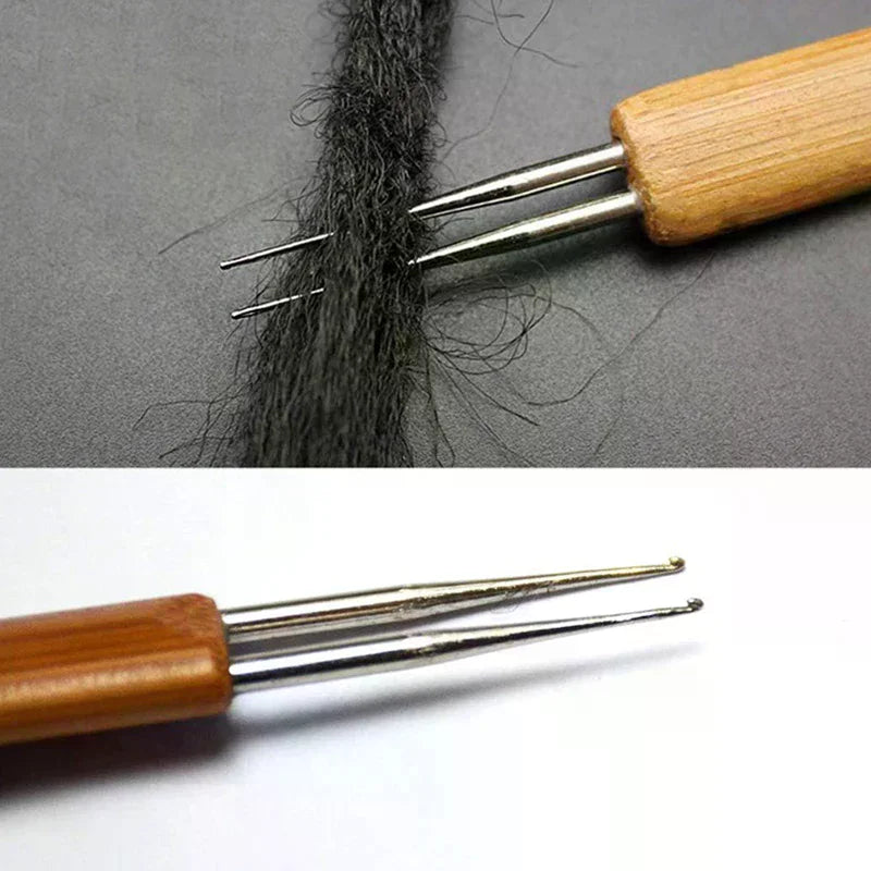 3Pcs 0.5/0.75MM Wooden Hair Crochet Needle Dreadlocks Braids Hair Crochet Hook Single/Double/Three Head Hair Crocheting Needles Peaceful Pleasures Health and Wellness
