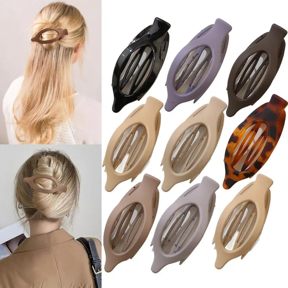Large Hair Claw Clip Matte Solid Color Leaf Duckbill Hair Clamps Hollowed Oval Hairpin for Women Thin Thick Hair Fashion Hairpin Peaceful Pleasures Health and Wellness