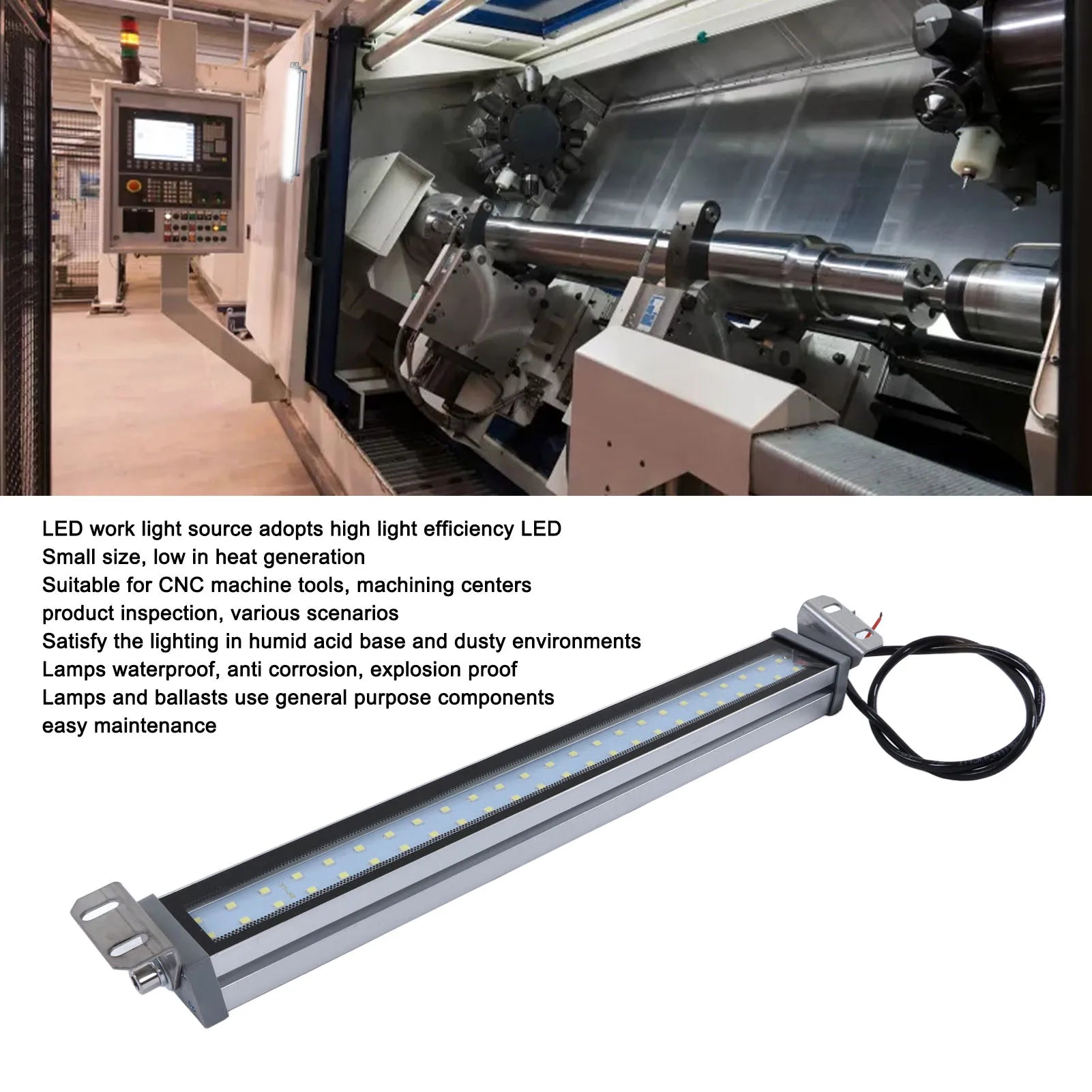 Machine Working Lamp LED Working Light White Source IP67 Waterproof Explosion Proof Machine Tube Light 24V 12W Tool Working Lamp Peaceful Pleasures Health and Wellness