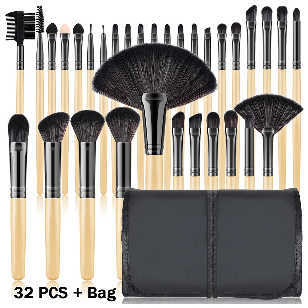 RUNTOIN 32-Piece Makeup Brush Set – Soft Fluffy Professional Kit