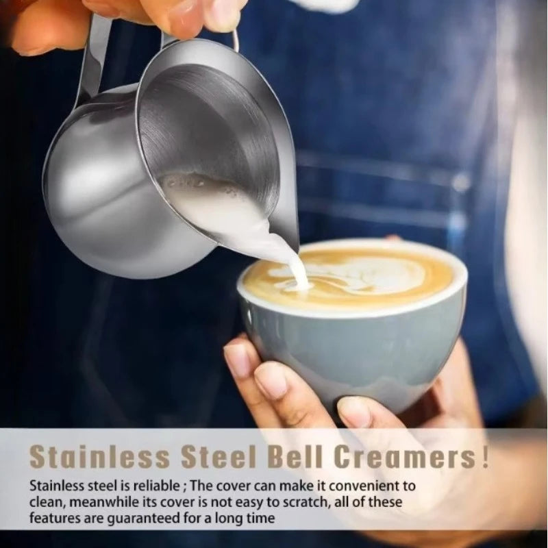 New Coffee Milk Frothing Pitcher Cup Stainless Steel Espresso Creamer Pitchers Ounce Measuring Cup with Pouring Spout Coffeeware Peaceful Pleasures Health and Wellness