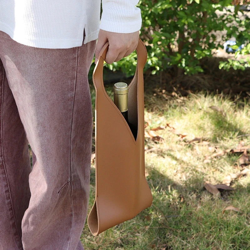 Reusable Leather Wine Gift Bag | Double Layer Bottle Tote Wine Gift Bag Peaceful Pleasures Health and Wellness