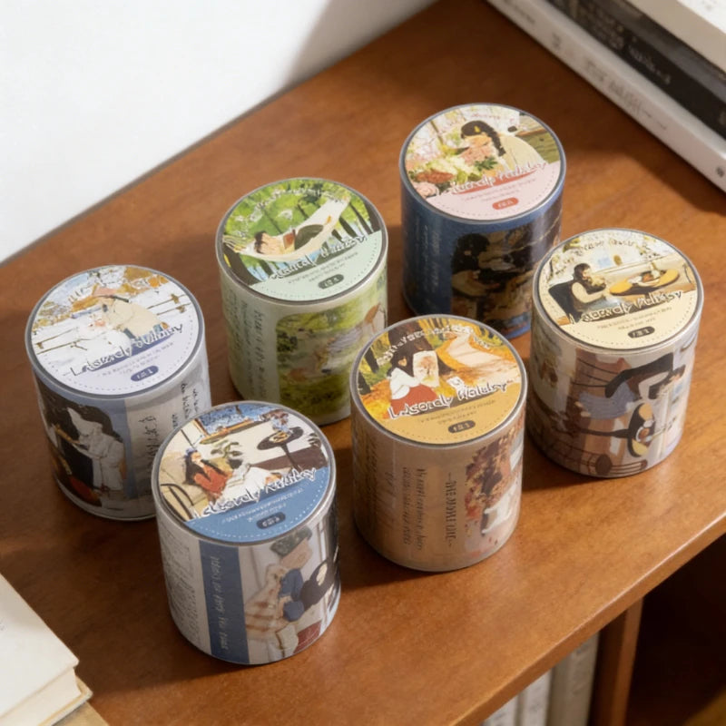 1 Roll Landscape PET Tape Creative DIY Diary Materials Collage Decorative Tape Scrapbook Diary Craft Stationery Peaceful Pleasures Health and Wellness