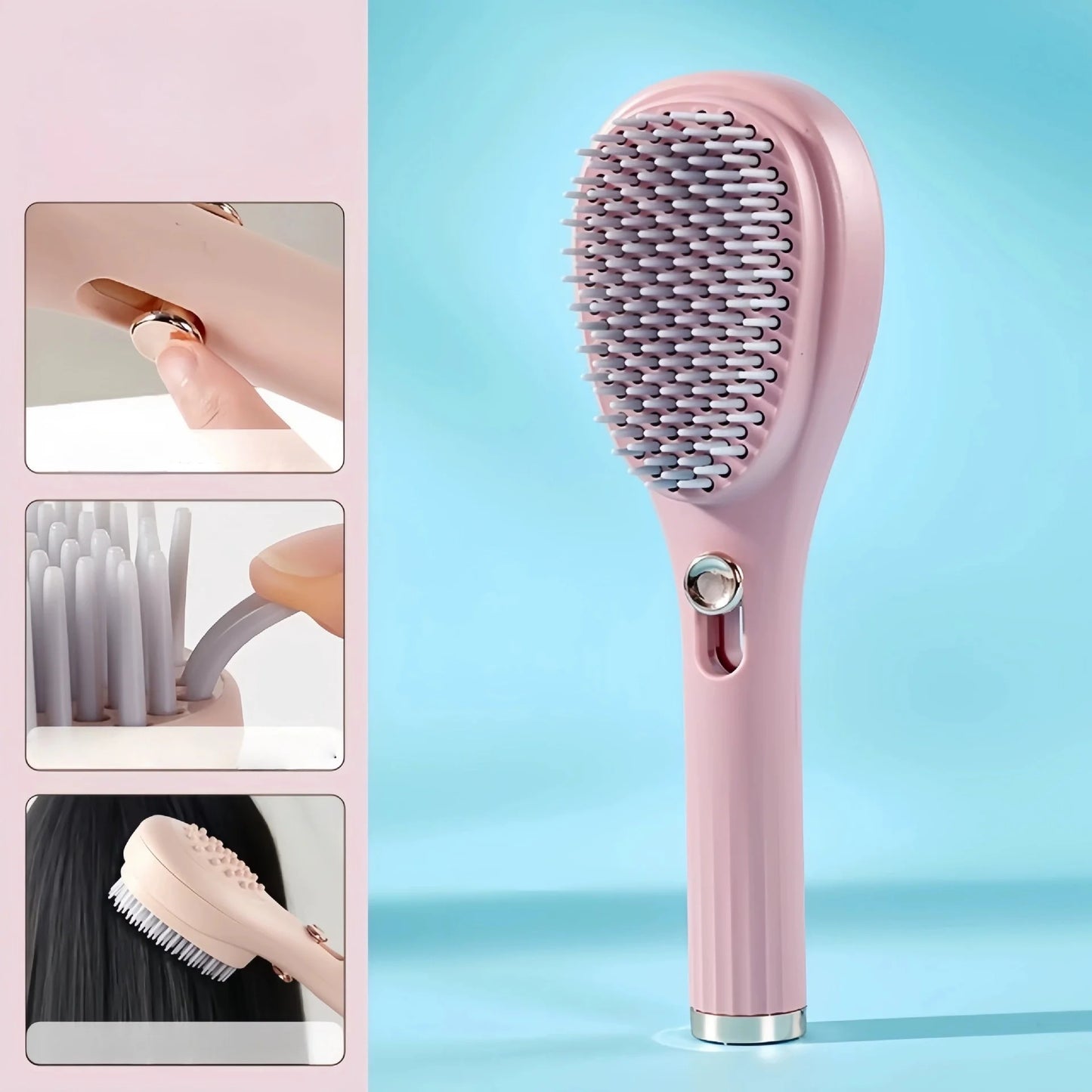 Self-Cleaning Retractable Hair Brush – Anti-Static Massage