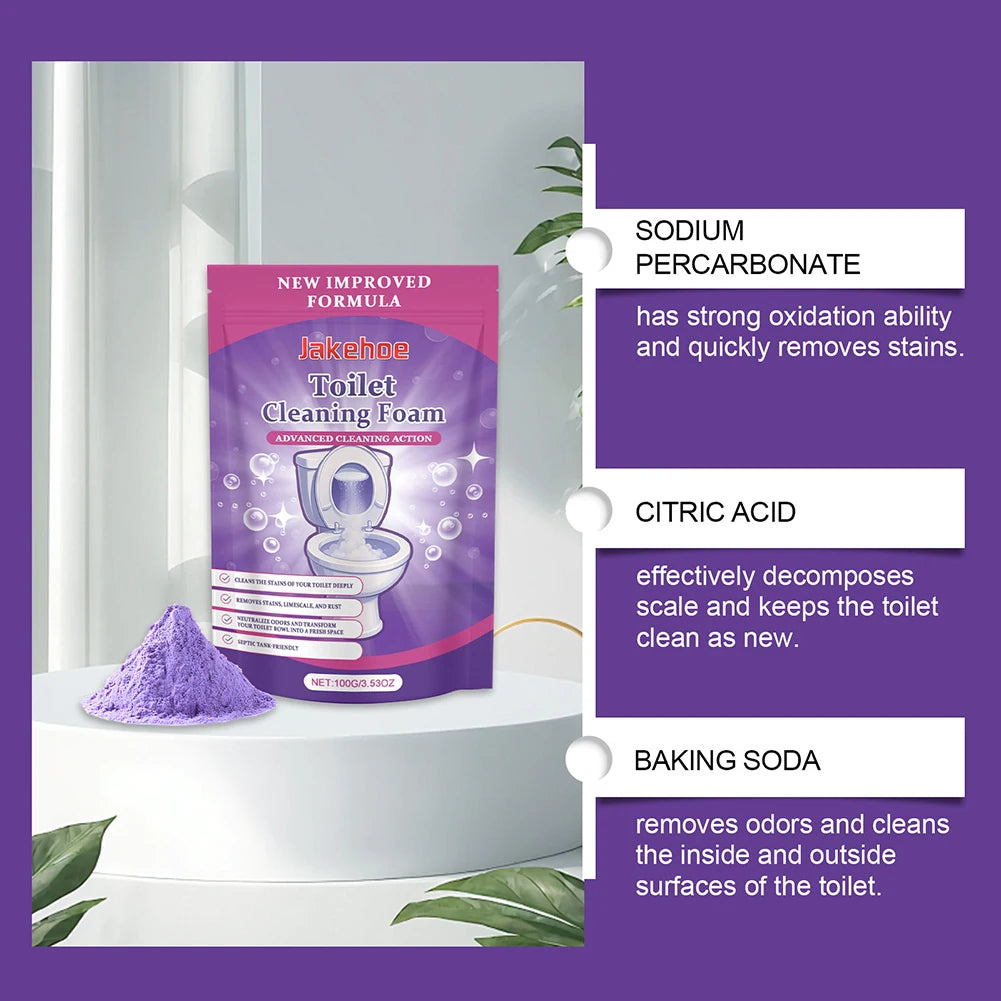Toilet Bowl Cleaner Self Activating Miracles Powder Foam Deep Descaling Stain Remover For Toilet Bowl Cleaning Bathroom Supplies Peaceful Pleasures Health and Wellness