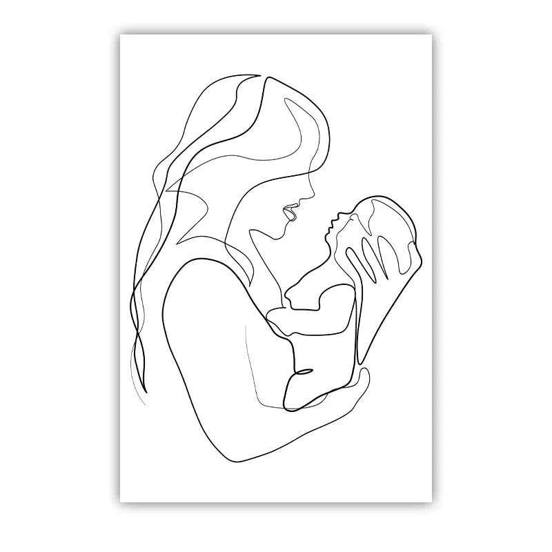 Nordic Mother & Baby Abstract Canvas Wall Art | Minimalist Print Canvas Wall Art Peaceful Pleasures Health and Wellness 05 21X30cm No Frame China Mainland