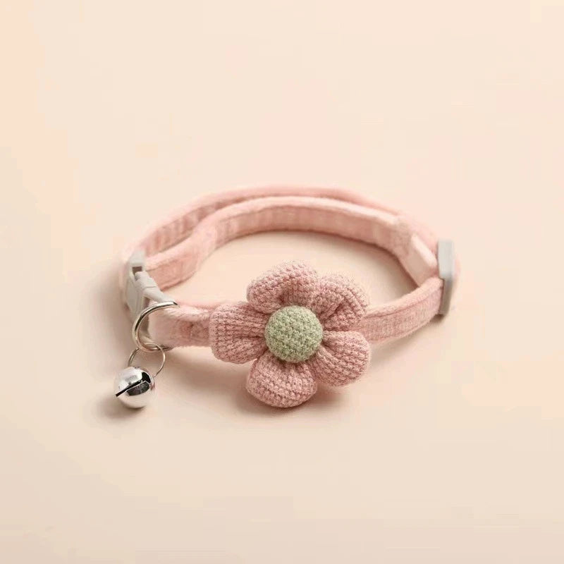 Cute Flower Bowtie Cat & Small Dog Bell Collar – Adjustable