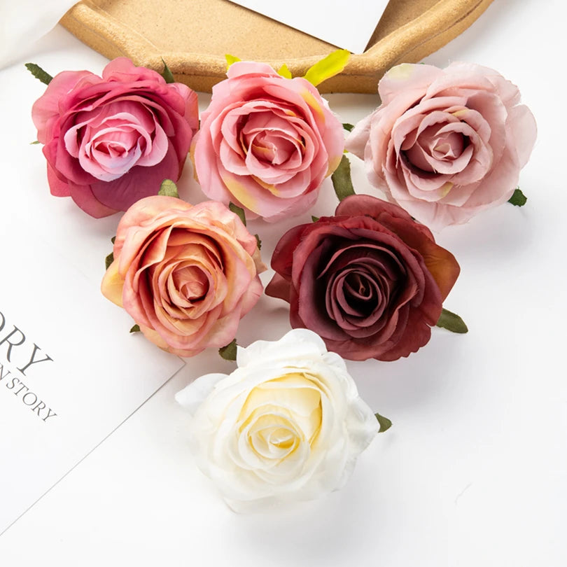 Artificial Silk Rose Heads 5/10pcs | Wedding & Home Decor