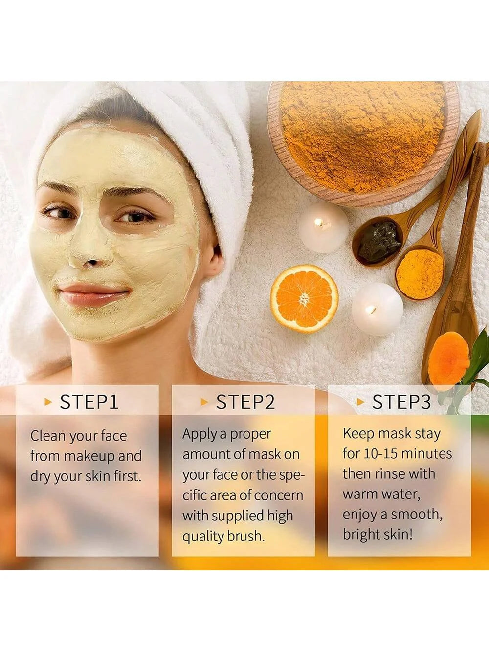 GZE Turmeric Vitamin C Clay Mask – Deep Pore Cleansing 100g Clay Face Mask Peaceful Pleasures Health and Wellness