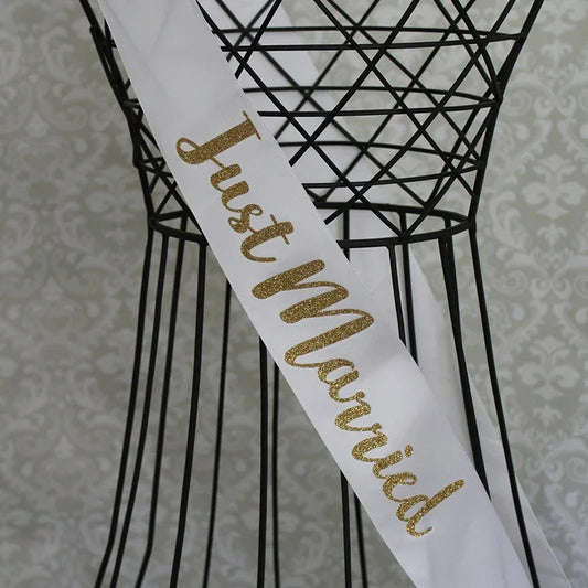 Just Married Mr & Mrs Sash Set | Wedding & Honeymoon Props Wedding Sash Set Peaceful Pleasures Health and Wellness Just Married